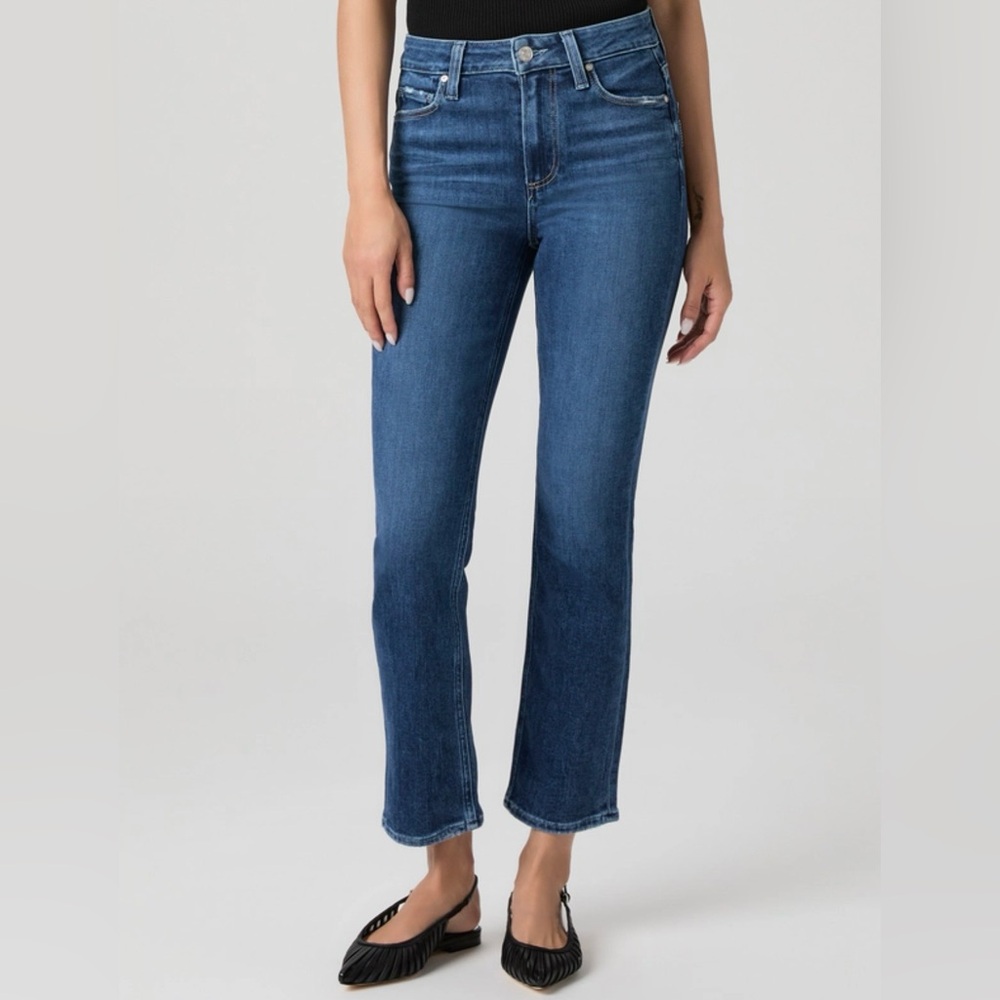 Paige Cindy Straight Petite Jean in Dresden Wash, Size 23P